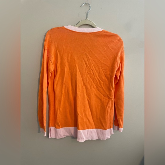 Talbots Petite Orange and Pink Colorblock Cardigan Sweater - Picture 6 of 6